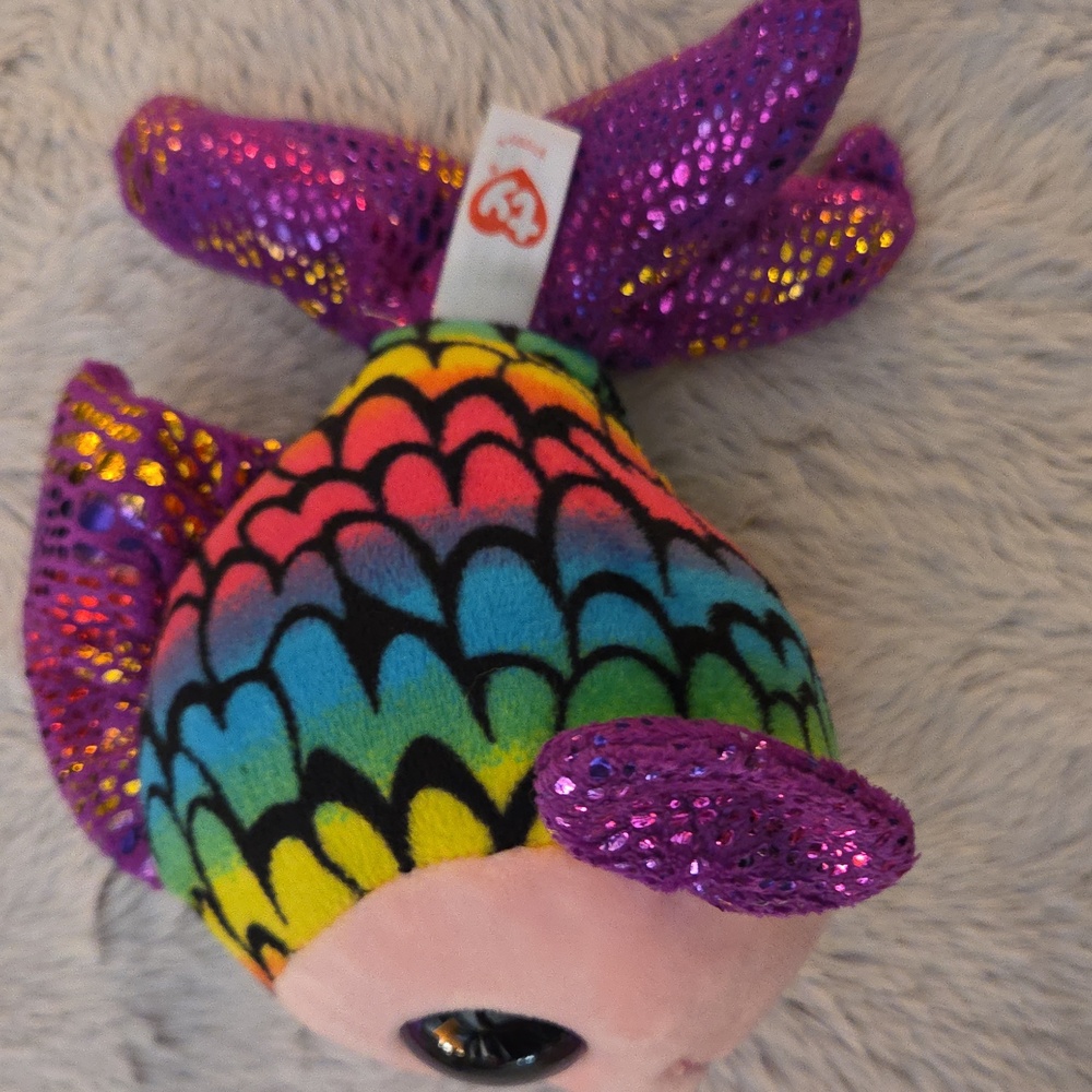 Ty Sparkly Rainbow Plush Flippy The Fish